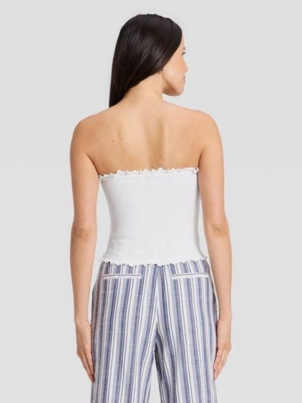 Women's Ruffle Edge Tube Top - Universal Thread White Small - Picture 2 of 7
